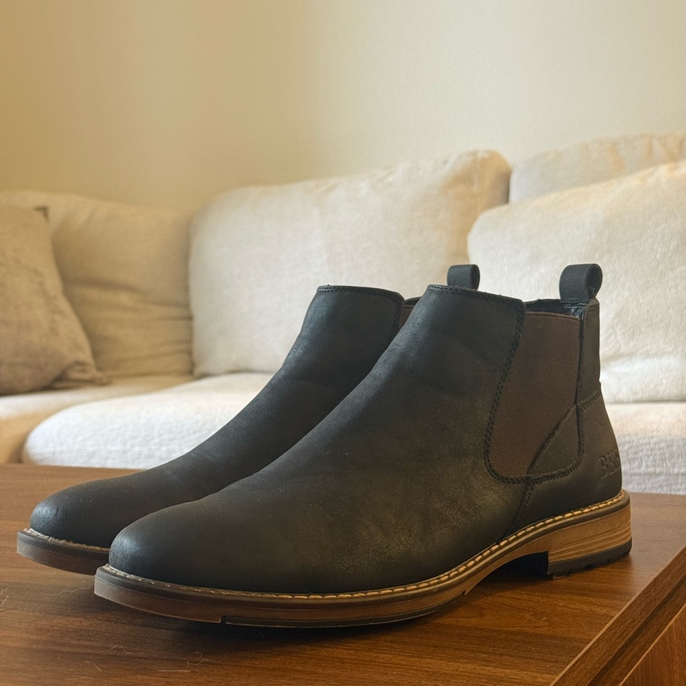 BKE Black Leather Men's Ankle Boots